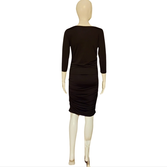 Selected Femme Vita 3/4 Sleeve Ruched Side Bodycon Dress - Picture 7 of 15